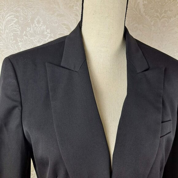 Anne Klein Size 10 Black 1 Button Blazer Notched Lapels Long Slv 3 Pockets NWOT - Picture 2 of 11